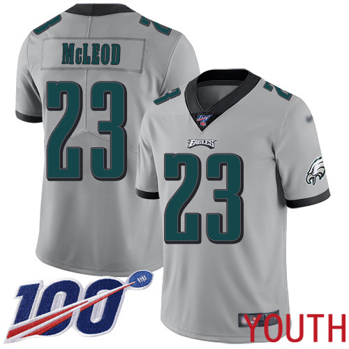 Youth Philadelphia Eagles #23 Rodney McLeod Limited Silver Inverted Legend NFL Jersey 100th Season Football
